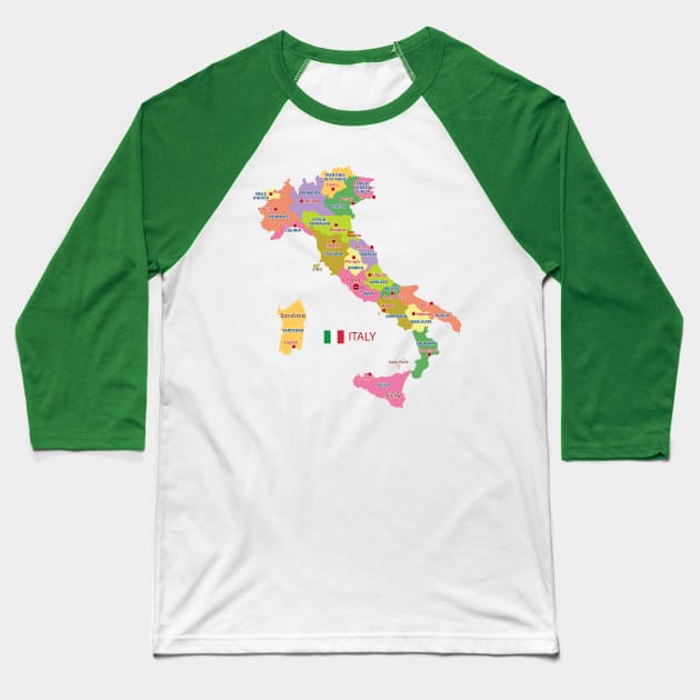 Administrative map of Italy Baseball T-Shirt by AliJun